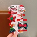 Set de 10 pinzas navideñas con lazos de tela, renos y motivos de Papá Noel para niñas - Papá Noel / Juego de 10 piezas