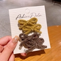 Set of two cute velvet bow hair clips in ginger yellow and coffee brown colors - Yellow Coffee