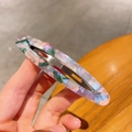 Fermaglio per capelli in acetato marmorizzato rosa e blu con clip BB in metallo - Iridescente Viola Verde
