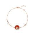 Bracciale tigre oro rosa con ciondolo in smalto rosso e incisione lucky da donna - Stile Tigre Oro Rosa