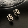 S925 silver black and white checkered enamel hoop earrings for women with retro design - Checkerboard (White Gold)