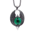 Collana retrò con ali d'aquila e ciondolo occhio di drago verde in acciaio inossidabile - Ciondolo Con Collana Corta / Verde