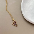 Collana minimalista in argento s925 dorato con un ciondolo a cuore in smalto rosso scuro - Cuore Rosso (Rame Placcato Oro)