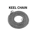 Detailed view of a silver titanium steel spiga wheat chain with a lobster clasp closure - 60cm Dragon Bone Chain Only (Without Pendant)