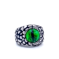 Macro shot of gothic dragon scales ring featuring a mystical green dragon eye stone - US 8 / Green Eye