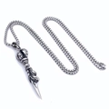 Vintage stainless steel dragon vajra pestle pendant necklace for men in antique silver finish - Pendant with 60CM Chain