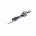Macro shot of silver vajra pestle pendant with intricate religious embossed patterns - Single Pendant (No Chain)