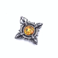 Vintage steel cross vajra pendant necklace with colored Buddhist Wealth God center - Yellow God of Wealth Pendant Only (Without Chain)