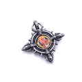Vintage stainless steel vajra pendant necklace with miniature Buddhist deity art - Red God of Wealth Pendant Only (Without Chain)