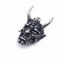 Gothic punk horn skull mask pendant in vintage black finish stainless steel for men and women - Silver Horn Pendant Only (Without Chain)
