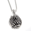 Collana vintage in acciaio inossidabile con pendente a testa di lupo e catena box - Ciondolo a Rilievo Testa di Lupo Solo (暴力熊单吊坠)
