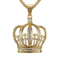 Collier avec pendentif couronne hip-hop doré orné de strass blancs brillants pour femmes - Pendentif Seul Or