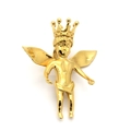 Ciondolo classico a forma di angelo in acciaio inossidabile placcato oro con corona - Solo Ciondolo (Senza Catena) / Oro