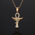 Collana Ankh placcata in oro con pendente Occhio di Horus e Malocchio su specchio nero - Solo Ciondolo (Senza Catena) / Oro