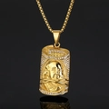 Collana hip hop placcata in oro con ciondolo banconota da un dollaro e zirconi scintillanti - Ciondolo Solo (Senza Catena) (Ciondolo Oro Solo)