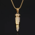 Hip hop vergulde kogel hanger ketting met zirkonia stenen en box ketting voor heren - Enkele Hanger Goud