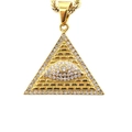 Hip hop gold plated pyramid all-seeing eye pendant with iced out rhinestones and twist chain - Pyramid Evil Eye Style (JL0011) / Gold