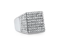 Men's hip hop silver stainless steel ring with iced out rectangle zircon micro-paving - US 10 / Steel