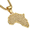 Hip hop gold plated Africa map pendant necklace fully iced out with sparkling crystals - Single Pendant Gold / Gold