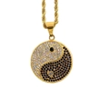 Gold plated stainless steel Yin Yang pendant with cubic zirconia on twist rope chain - Single Pendant Gold