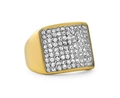 Anillo de hip hop en acero inoxidable bañado en oro con circonitas rectangulares - US 7 / Dorado