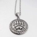 Collana con ciondolo a zampa d'orso vichingo in acciaio vintage con rune e catena a fune - Solo Ciondolo (Senza Catena)