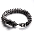 Bracelet chaîne en os de dragon vintage en acier titane au style rétro punk - Style Tête de Dragon Vintage / Argent Antique