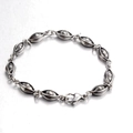 Bracciale a maglie Evil Eye in acciaio inossidabile stile hip hop retrò con chiusura - Argento Antico (Stile Malocchio)