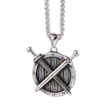 Vintage Viking zwaard en schild hanger ketting van retro zilverkleurig roestvrij staal - Hanger Zonder Ketting