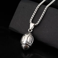 Retro stainless steel rugby football pendant necklace with box chain for sports lovers - Pendant Only