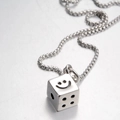 Poliertes Silber Edelstahl Box Kette Halskette mit kreativem Würfel Smiley Anhänger - Würfel Smiley / Silber (Nur Anhänger)