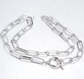 Silver paperclip link chain necklace with minimalist toggle clasp closure for men and women - Silver Thick