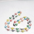 Colorful evil eye bead chain necklace in silver finish with vibrant enamel charms - Colorful Evil Eye Beaded Chain