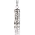 Vintage stainless steel cylinder pendant necklace with warrior relief and celtic knots - Pendant Only