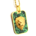 Gold lion head square pendant necklace with green malachite inlay and twisted chain - Lion Head Square Green Marble Pattern Pendant Only (Without Chain)