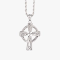 Pendentif croix celtique argentée avec motifs de nœuds et chaîne torsadée élégante - Pendentif uniquement