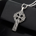 Close-up of vintage Celtic knot cross pendant in stainless steel with antique finish - Celtic Knot Cross (Silver Pendant Only)