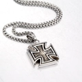 Pendentif croix de fer en acier inoxydable poli avec chaîne box de style punk - Pendentif Seul (Sans Chaîne)