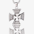 Polished stainless steel Maltese cross pendant necklace with textured matte core for men - Pendant Only