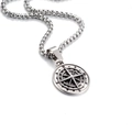 Collana con ciondolo bussola vichinga vintage in acciaio argento e catena box - Pendente a Bussola Rotonda Solo (Senza Catena)
