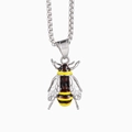 Fashionable titanium steel necklace featuring a detailed yellow enamel bee insect pendant - Pendant Only (No Chain)