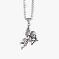 Collana unisex con ciondolo angelo Cupido in argento e catena a croce in acciaio inox - Solo ciondolo