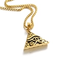 Macro detail of golden Eye of Horus pyramid pendant on a stainless steel box chain - Gold Style (Pendant Only (Without Chain))