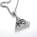 Polished stainless steel necklace featuring a pyramid pendant with the Eye of Horus symbol - Silver Style (Pendant Only (Without Chain))
