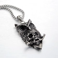 Gothic Eule Totenkopf Anhänger Halskette aus Vintage Edelstahl mit Antik-Silber-Finish - Eule Silber Nur Anhänger (Ohne Kette)