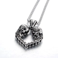 Gothic skull heart pendant necklace in vintage silver stainless steel for men and women - Skull Heart Silver Pendant Only (Without Chain)
