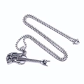 Retro titanium steel skeleton guitar pendant necklace with box chain for men's punk style - Skull Rock Style (Pendant And Chain) / Standard Length Chain
