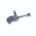Macro detail of rock punk guitar skull pendant in vintage silver titanium steel - Skull Rock Style (Pendant Only)