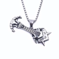Gothic punk guitar pendant necklace with skull detail and stainless steel box chain - Bull Horn Style (Pendant And Chain) / Standard Length Chain