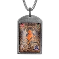 Collar con colgante de Thangka Jambhala Amarillo en acero inoxidable de estilo retro sacro - Colgante Estilo B Solo (Sin Cadena)
